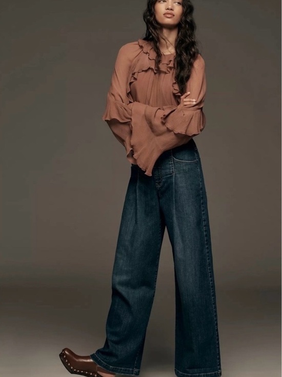 Pilcro Denim - Anthropologie Pilcro Emory Pleated Wide Leg Cuffed Jeans 29P